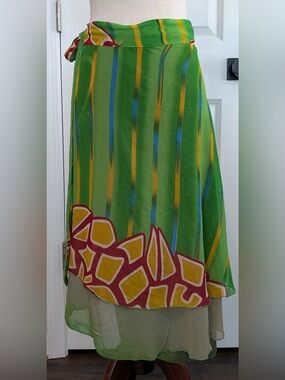 IRIS IMPRESSIONS Women’s Reversible Wrap Skirt Colorful Size Medium